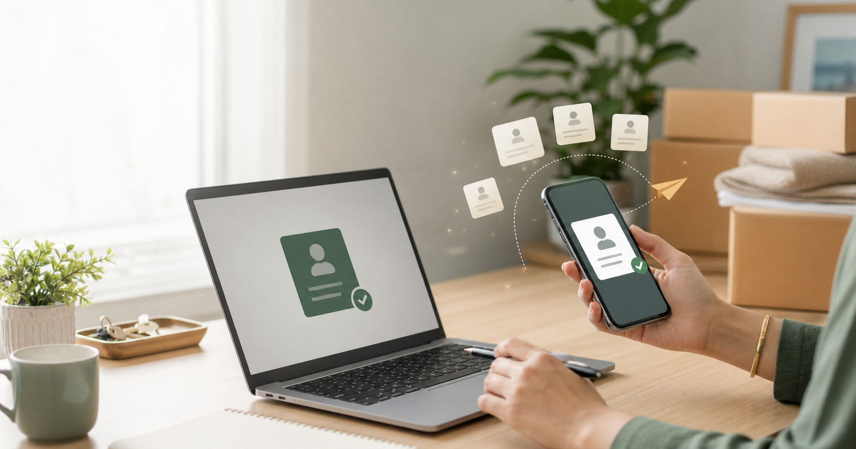 A phone and laptop ready to send a secure contact update